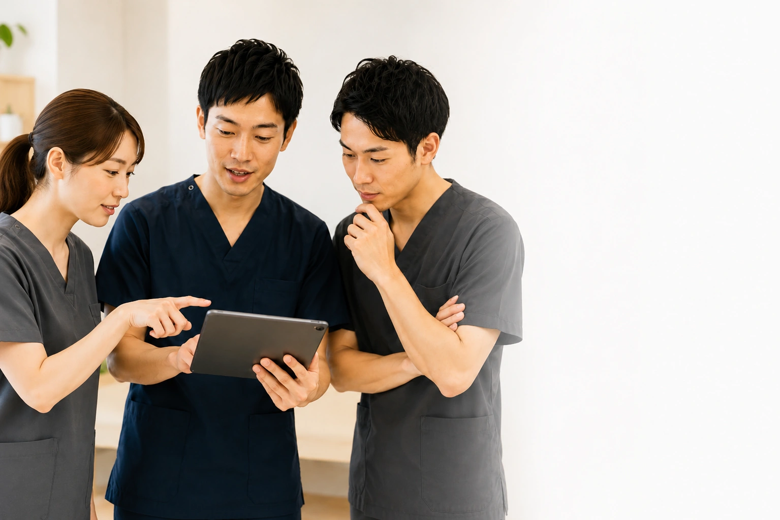 施術者チームで確認視点を共有する場面
